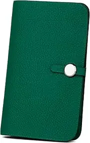 [DONNAIN] Fashion Brown Genuine Leather Long Wallet Women,Credit Card Passport Holder Female, Dark Green, Classic Long Wallet