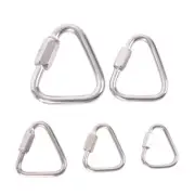 Triangle Carabiner Stainless Steel Keychain Snap Clip Hook Buckle Screw Lock CR