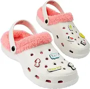 [Peanuts] Snoopy Women's Clogs Lined Warm Plush Slippers - Women, Teenagers, Cream Pink