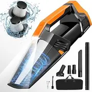 Handheld Vacuum Cordless Car Vacuum Portable with LED Light, High Power Suction, Lightweight Rechargeable Hand Vacuum, Hand Held Vacuum Cleaner for Car Home Office, Pet Hair, Black