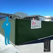 [FenceScreen] 6ft x 100ft Green Fence Privacy Screen Raw - 85% Blockage Windscreen for Temporary Fence with 100 Fence Fasteners Included