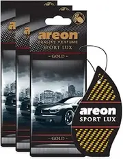 Areon Sport Lux Quality Perfume/Cologne Cardboard Car & Home Air Freshener Gold (Pack of 3)