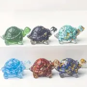 Natural Quartz Crystal Longevity Tortoise Crushed Stone Resin Turtle Mini Decor