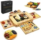 Cheese Board Knife Set Bamboo Charcuterie Cheese Platter Board Set Including Sla