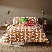 Orla Kiely Bedding - Stem Bloom Saffron 100% Cotton Duvet Cover Set (King Size Duvet Cover Set: 230cm x 220cm)
