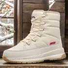 Women High Top Protect Ankle Hiking Boots Thick Warm High-Top Snow Boots Lace Up