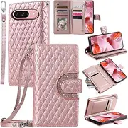 [Asuwish] Mobile Phone Case for Google Pixel 9/9 Pro 5G Case with Strap Film Screen Protector Card Slot Foldable Leather Wallet Stand Pixel9 9Pro Mobile Phone Cases Protective Tempered Glass Screen