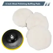 5PCS 6" Buffing Polishing Pads Wool Wheel Mop Kit Car Polisher with Backer Pad