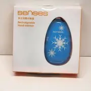 Senses Rechargeable Hand Warmer Portable USB WM001 Blue Snow Flake Design