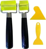 Amazleer 2 Pcs Sound Deadening Roller Kit for Cars Sound Deadening Roller Sound Proofing Roller Car Audio Soundproof Pad Insulation Pad Floor Carpet Wallpaper Rubber Rolle with Scraper Blades