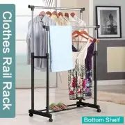 Clothes Rack Double Stainless Shelf Hanger Garment Dryer Holder Coat Adjustable