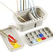 Multi-Use Paint Brush Washing Bucket With Art Palette Holder and Cleaning Tool
