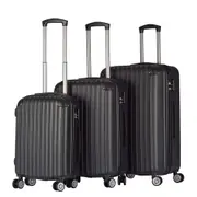 3pc Milano Slim Line Hardshell ABS Travel Rolling Luggage/Suitcase Set Black
