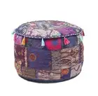 22" Indian Handmade Purple Cotton Patchwork Ottoman Pouf Cover Cushion Cover AU