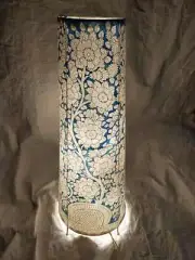 Indian Handicraft Floral Leather Puppetry Floor Table Lamp Festive Diwali Decor