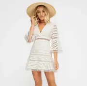 New Sheike Melrose Lace Dress In Ivory Size 10