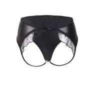 Panty Sexy Woman's Faux Leather Open Crotch G String Lingerie Set Plus Size 8-24