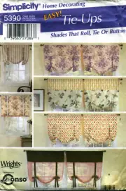 Simplicity 5390 Shades Window Treatments Easy Tie-Ups Sewing Pattern Uncut