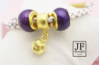 在飛比找Yahoo!奇摩拍賣優惠-JF金進鋒珠寶金飾   浪漫紫薔薇 黃金串珠潘朵拉 金飾手環