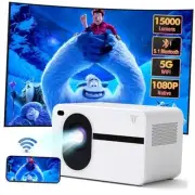 Projector with Wifi and Bluetooth, Native 1080P Mini Projector Home 15000L