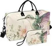 [YXYZRMY] Hummingbird Floral Fly Travel Duffel Bag Gym Bag Sports Tote Bag with Multiple Interior Pockets Shoulder Weekender Bag for Women Men with Toiletry Bag 20.5”x 7.9”x 13.8”, Multi-Colored, one