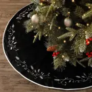 Christmas Tree Skirt, 48 inches Velvet Fur Plush Black Tree Skirt, Xmas Tree ...
