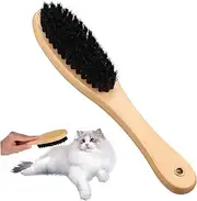 FONDOTIN Wood Handle Cat Brush for Shedding Grooming Ergonomic Cleaning Brush with Dense Bristles for Shoes Clothes Convenient Storage Design