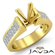 Diamond Engagement Solid Ring Invisible Princess Semi Mount 14k Yellow Gold 2.2C