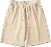 [Generic] Mens Workout Shorts Simple Elastic Waist Short Pants Sports Fitness Pants Shorts for Men Daily Training Running Basketball Solid Drawstring Shorts
