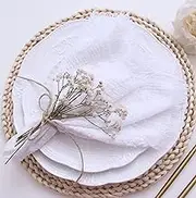 Cloth Napkins with Fringe Set of 12,100% Natural Soft Cotton,Washable Gauze Napkins Great for Weddings Decorative,Dinner Parties,Family Everyday Use (12 Pack, White)