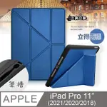 CITY都會風 IPAD PRO 11吋 2021/2020/2018版通用 三折Y折立架皮套(流光藍)