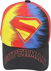 [Concept One] DC Comics Superman Baseball Cap, Boy's Snapback Hat with Logo and Curved Brim, Multi, One Size, Black, One Size