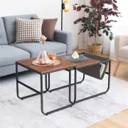 Costway2 Pieces Modern Industrial Nesting Coffee Table Set