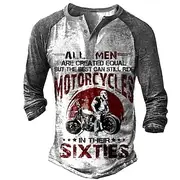 T shirt Tee Henley Shirt Graphic Prints Motorcycle Henley Clothing Apparel Outdoor Casual Long Sleeve Button-Down Print Stylish Lightweight Vintage Sixties Gre