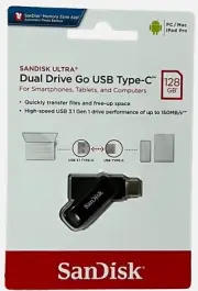 SanDisk SDDDC3-128G-AW46 128GB Ultra Dual Drive Go USB Type-C Flash Drive, Black