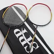 SPP 2-Pack Durable Badminton Rackets Badminton Racquets Set with a Free Full Cover (Black&Yellow)