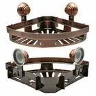 PVC Triangular Shower Shelf Bathroom Corner Bath Caddy Basket Hanger Bronze
