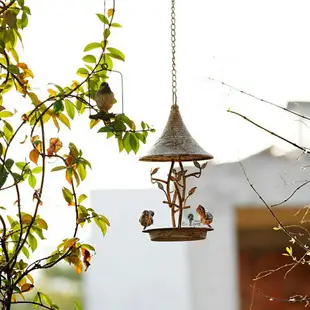 花園陽台喂鳥器 美式鄉村復古鐵藝鳥窩 別墅庭院懸掛式小鳥喂鳥器【年終特惠】