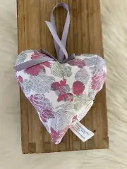 Crabtree & Evelyn Plush Heart Floral Pillow Satin Sash