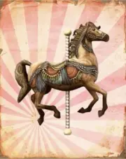 VINTAGE CIRCUS Carousel Horse ~ Le Cirque print on COTTON fiber arts crafts