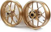 Gold Front and Rear Wheel Rims Compatible with Honda CBR1000RR 2008-2016, Motorcycle Replacement Accessories Parts