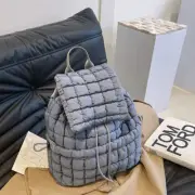 NNEDSZ Lightweight Quilted Nylon Backpack with Adjustable Straps - Gray