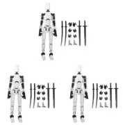 1 Set Multi-Jointed Movable Robot 3D Mannequin 13 Action Figure (Black White)