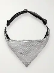 [Amina Muaddi] Amina Muaddi - Cameron Leather-trimmed Chainmail Shoulder Bag - Silver - One size One size Silver