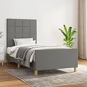 Bedroom Furniture Bed Frame Without Mattress Dark Grey 107x203 cm King Single Size Fabric