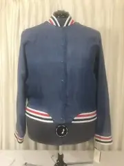 Baseball Jacket red blue Stripe Cuffs Retro Roller-Skate Style Bomber Size XXL