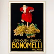 Galrie Vermouth Bianco Bonomelli Milano Vintage Advertising Poster Art Home Décor, Wood Frame, A0 84 x 119cm (33 x 47inch)
