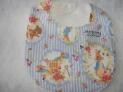 Peter Rabbit White Newborn Baby Bib Cotton Front Towelling Back Handamde