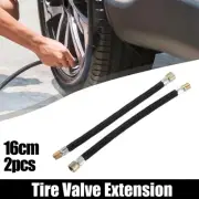 2 Pcs Car Tire Valve Extension 16cm 6.30" Tire Inflator Valve Adaptor Black