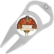 Happy Thanksgiving Turkey Golf Ball Marker Divot Repair Tool Bottle Opener